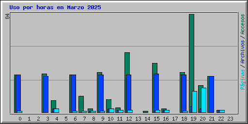 Uso por horas en Marzo 2025