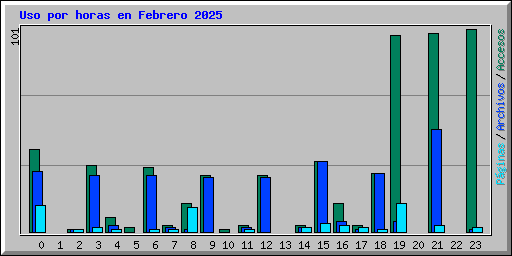 Uso por horas en Febrero 2025