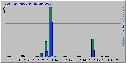 Uso por horas en Marzo 2025